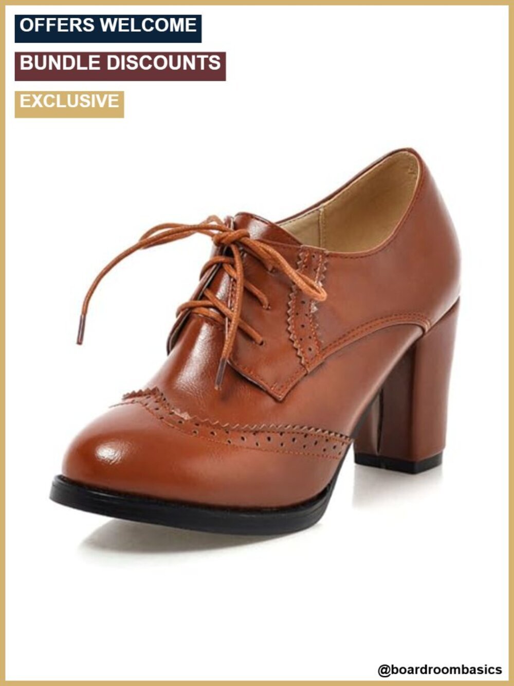 Women's Chunky Block Heel Wingtip Oxfords Brogues Lace Up Pumps Ankle Booties